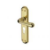 V7066&period;48-PB Heritage Brass Door Handle For Euro Profile Plate Charlbury Design Polished Brass Finish