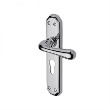 Click Here To Enlarge This Photo Of V7066&period;48-PC Heritage Brass Door Handle For Euro Profile Plate Charlbury Design Polished Chrome Finish