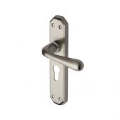 V7066&period;48-SN Heritage Brass Door Handle For Euro Profile Plate Charlbury Design Satin Nickel Finish