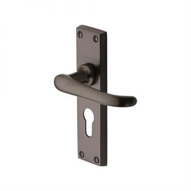 Click Here To Enlarge This Photo Of V727&period;48-MB Heritage Brass Door Handle For Euro Profile Plate Windsor Design Matt Bronze Finish