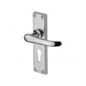 V727&period;48-PC Heritage Brass Door Handle For Euro Profile Plate Windsor Design Polished Chrome Finish