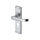 V727&period;48-SC Heritage Brass Door Handle For Euro Profile Plate Windsor Design Satin Chrome Finish