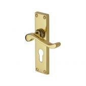 V807&period;48-PB Heritage Brass Door Handle For Euro Profile Plate Bedford Design Polished Brass Finish