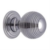 V973 32-PC Heritage Brass Cabinet Knob Reeded Design 32mm Polished Chrome Finish