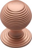 V973 32-SRG Heritage Brass Cabinet Knob Reeded Design 32mm Satin Rose Gold Finish