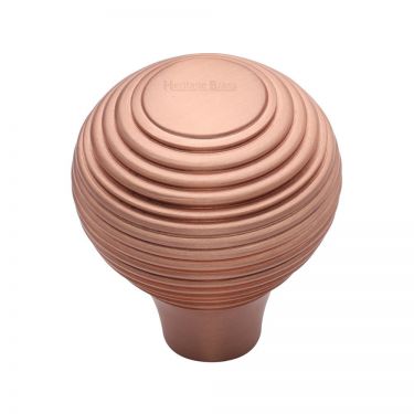 Click Here To Enlarge This Photo Of V974 32-SRG Heritage Brass Cabinet Knob Reeded Design 32mm Satin Rose Gold Finish