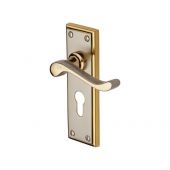 W3227&period;48-JP Heritage Brass Door Handle For Euro Profile Plate Edwardian Design Jupiter Finish