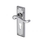 W3227&period;48-PC Heritage Brass Door Handle For Euro Profile Plate Edwardian Design Polished Chrome Finish