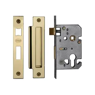 YKSLE2N-PB M&period;Marcus York Euro Sash Lock 2 &half;" Polished Brass Finish