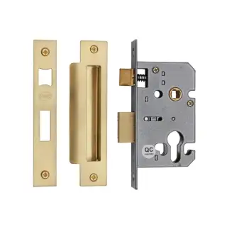 YKSLE2N-SB M&period;Marcus York Euro Sash Lock 2 &half;" Satin Brass Finish