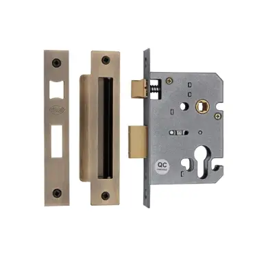 Click Here To Enlarge This Photo Of YKSLE3N-AT M&period;Marcus York Euro Sash Lock 3" Antique Brass Finish