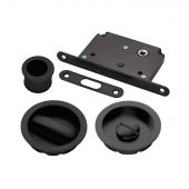 ART55BMB - Carlisle Brass Manital Sliding Door Lock Set &lpar;Round&rpar; with WC Turn&comma; Flush Pull & Mortice Lock Matt Black &lpar;suitable on 40-44mm thick doors&rpar;