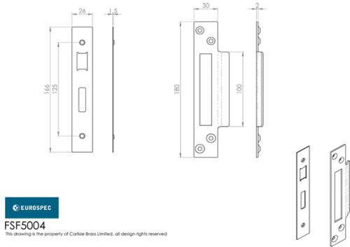 Click Here To Enlarge This Photo Of FSF5004AB Carlisle Brass Eurospec Easi-T Antique Brass Forend Strike & Fixing Pack to Suit Architectural Sashlocks &lpar;BAS&sol;ESS&sol;LSS&rpar;