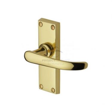 Click Here To Enlarge This Photo Of PR910-PB M&period;Marcus Project Hardware Door Handle Lever Latch Avon Short Design Polished Brass Finish