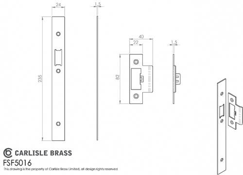 Click Here To Enlarge This Photo Of FSF5016MB Carlisle Brass Eurospec Easi-T Matt Black Forend Strike & Fixing Pack to Suit Architectural Din Latches &lpar;DLS0060L&rpar;