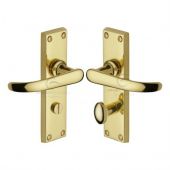 PR920-PB M&period;Marcus Project Hardware Door Handle For Bathroom Avon Design Polished Brass Finish