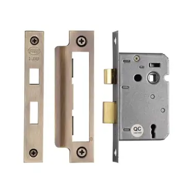 Click Here To Enlarge This Photo Of YKSL32N-AT M&period;Marcus York 3 Lever Sashlock 2 &half;" Antique Brass Finish