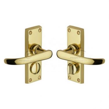 Click Here To Enlarge This Photo Of PR925-PB M&period;Marcus Project Hardware Door Handle For Privacy Set Avon Short Design Polished Brass Finish
