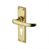 PR927-PB M&period;Marcus Project Hardware Door Handle For Euro Profile Plate Avon Design Polished Brass Finish
