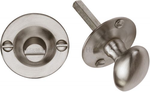 Click Here To Enlarge This Photo Of BT15-SN Heritage Brass Oval Turn with Release Satin Nickel Finish
