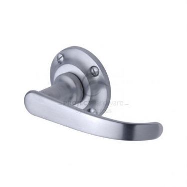 Click Here To Enlarge This Photo Of PR930-SC M&period;Marcus Project Hardware Door Handle Lever Latch on Round Rose Avon Design Satin Chrome Finish