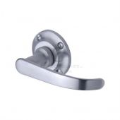 PR930-SC M&period;Marcus Project Hardware Door Handle Lever Latch on Round Rose Avon Design Satin Chrome Finish