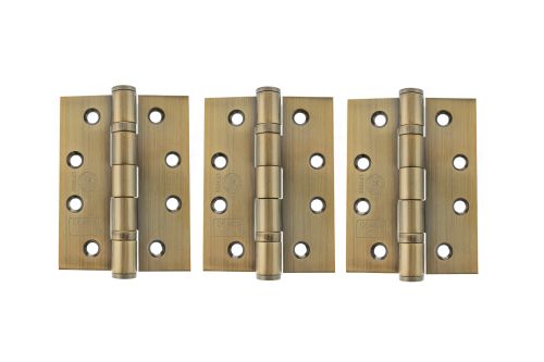 Click Here To Enlarge This Photo Of Atlantic - AH1433AB&lpar;3&rpar; Grade 13 Fire Rated Ball Bearing Hinges 4" x 3" x 3mm - Antique Brass &lpar;Pack of 3&rpar;