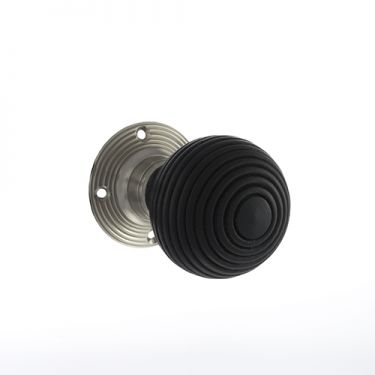 Click Here To Enlarge This Photo Of Atlantic - OE60RREMKSN Old English 'Whitby' Ebony Wood Mortice Knob on 60mm Face Fix Rose - Satin Nickel