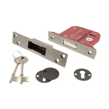 Click Here To Enlarge This Photo Of Atlantic - ALKDEAD5LK25DS British Standard 5 Lever Key Deadlock 2&period;5" - Distressed Silver