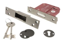 Atlantic - ALKDEAD5LK3DS British Standard 5 Lever Key Deadlock 3" - Distressed Silver