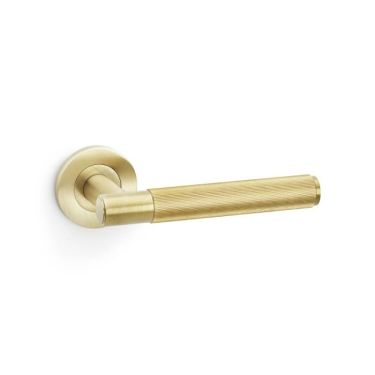 Click Here To Enlarge This Photo Of AW222SBPVD - Alexander & Wilks Spitfire Lever Reeded on 50x6mm Rose - Satin Brass PVD