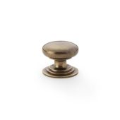 AW825-32-AB - Alexander & Wilks Round Cupboard Knob Integral Stepped Rose - Antique Brass - 32mm