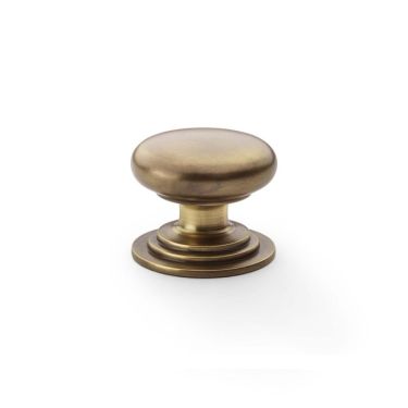 Click Here To Enlarge This Photo Of AW825-38-AB - Alexander & Wilks Round Cupboard Knob Integral Stepped Rose - Antique Brass - 38mm