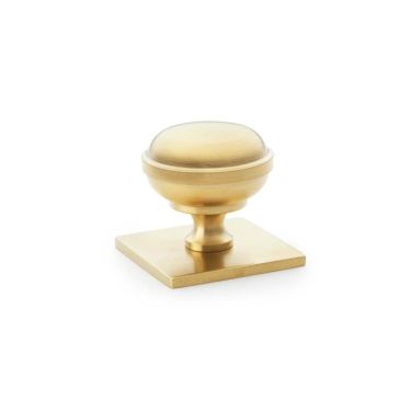 Click Here To Enlarge This Photo Of AW826-34-SBPVD - Alexander & Wilks Quantock Cupboard Knob 34mm on Square Backplate - Satin Brass PVD