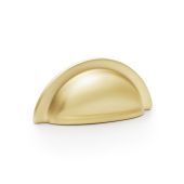 AW903SB - Alexander & Wilks Ridged Cup Pull 76mm c&sol;c - Satin Brass
