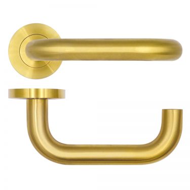 Click Here To Enlarge This Photo Of RT030PVDSB - Zoo Hardware Rosso Tecnica 'Maggiore' Lever on Round Rose - Satin Brass