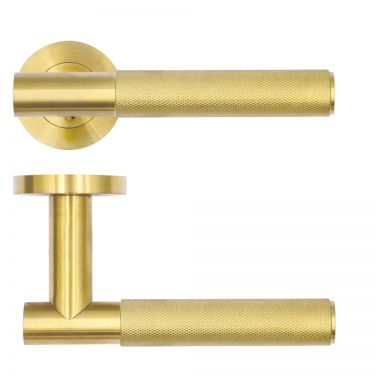 Click Here To Enlarge This Photo Of RT060PVDSB - Zoo Hardware Rosso Tecnica 'Orta' Lever on Round Rose - Satin Brass