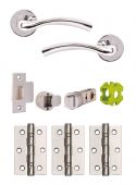 JTB71000 Jigtech Polished Chrome 'Solar' Passage Door Pack &lpar;57mm Backset and 3" Hinges&rpar;