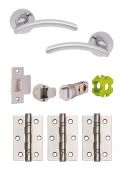 JTB71010 Jigtech Polished Chrome 'Viper' Passage Door Pack &lpar;57mm Backset and 3" Hinges&rpar;