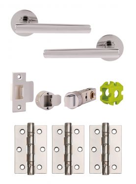 Click Here To Enlarge This Photo Of JTB71015 Jigtech Polished Chrome 'Eden' Passage Door Pack &lpar;57mm Backset and 3" Hinges&rpar;