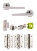 JTB71015 Jigtech Polished Chrome 'Eden' Passage Door Pack &lpar;57mm Backset and 3" Hinges&rpar;