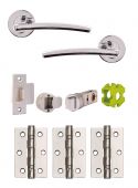JTB71020 Jigtech Polished Chrome 'Condor' Passage Door Pack &lpar;57mm Backset and 3" Hinges&rpar;