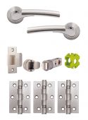 JTB71065 Jigtech Polished Chrome&sol;Satin Chrome 'Ultro' Passage Door Pack &lpar;57mm Backset and 3" Hinges&rpar;