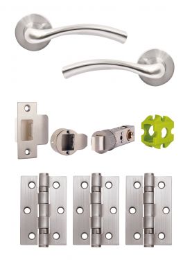 Click Here To Enlarge This Photo Of JTB71200 Jigtech Satin Chrome 'Solar' Passage Door Pack &lpar;57mm Backset and 3" Hinges&rpar;