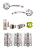 JTB71200 Jigtech Satin Chrome 'Solar' Passage Door Pack &lpar;57mm Backset and 3" Hinges&rpar;
