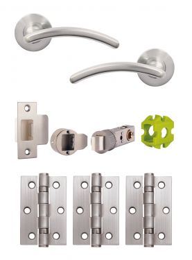 Click Here To Enlarge This Photo Of JTB71210 Jigtech Satin Chrome 'Viper' Passage Door Pack &lpar;57mm Backset and 3" Hinges&rpar;