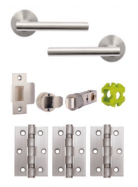 Click Here To Enlarge This Photo Of JTB71215 Jigtech Satin Chrome 'Eden' Passage Door Pack &lpar;57mm Backset and 3" Hinges&rpar;