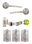 JTB71220 Jigtech Satin Chrome 'Condor' Passage Door Pack &lpar;57mm Backset and 3" Hinges&rpar;