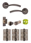 JTB71400 Jigtech Black Nickel 'Solar' Passage Door Pack &lpar;57mm Backset and 3" Hinges&rpar;