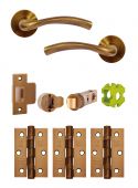 JTB71600 Jigtech Antique Brass 'Solar' Passage Door Pack &lpar;57mm Backset and 3" Hinges&rpar;
